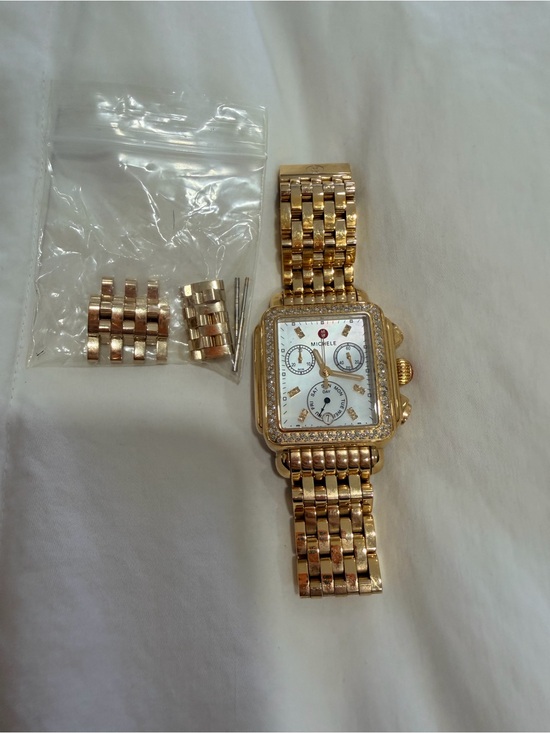 Michele Other - Michele Gold-Tone Diamond Accent Chronograph Bracelet Watch